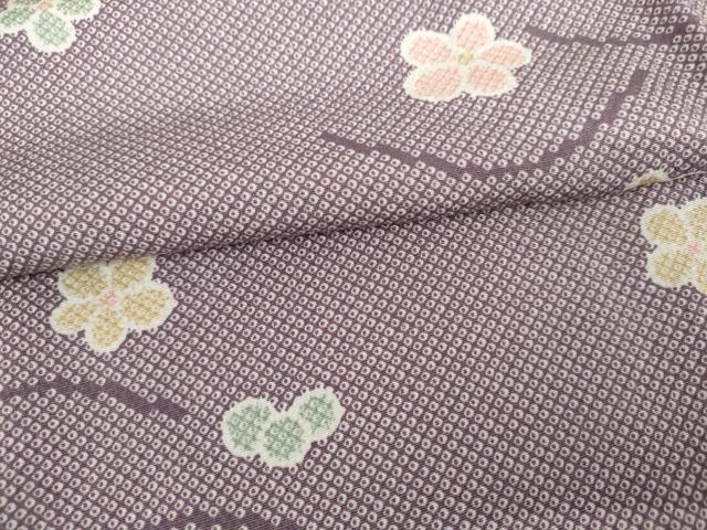 平和屋着物▽上質な小紋　単衣　芝梅文　正絹　逸品　AABI7307cs