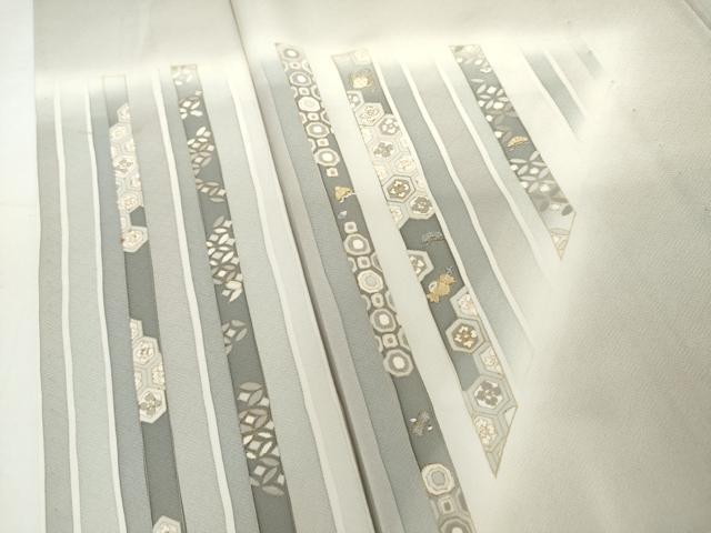 平和屋着物▽訪問着　単衣　刺繍　亀甲花文　暈し染め　金糸　金彩　正絹　逸品　AABI7309cs