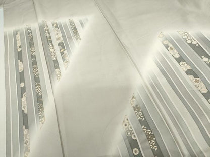 平和屋着物▽訪問着　単衣　刺繍　亀甲花文　暈し染め　金糸　金彩　正絹　逸品　AABI7309cs