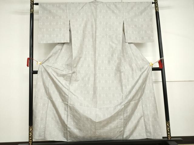 平和屋着物▽上質な紬　単衣　亀甲文　正絹　逸品　AABI7310cs