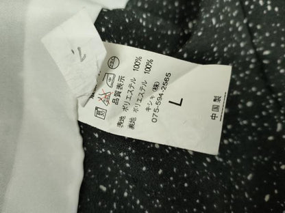 平和屋着物▽小紋　単衣　枝花文　黒地　洗える着物　AABI7311cs