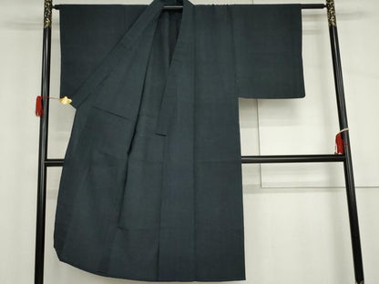 平和屋着物▽男性　本塩沢　単衣　130亀甲　正絹　逸品　AABI7313cs