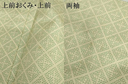 平和屋着物▽上質な紬　単衣　菱文　正絹　逸品　AABI7314cs
