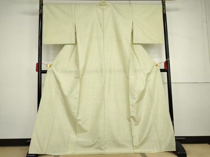 平和屋着物▽上質な紬　単衣　菱文　正絹　逸品　AABI7314cs