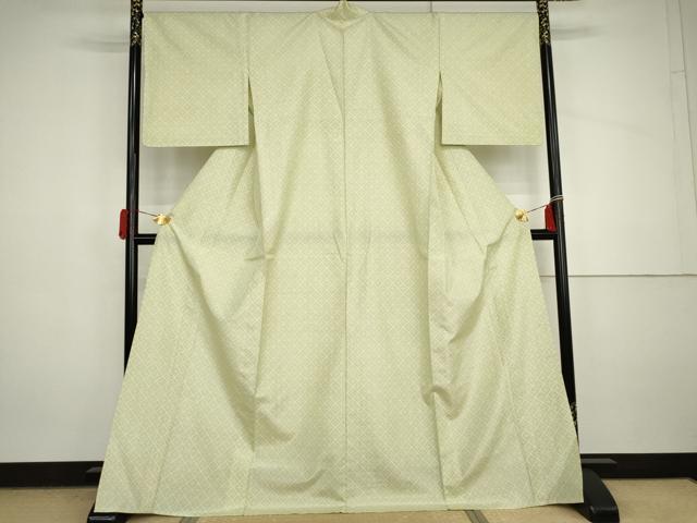 平和屋着物▽上質な紬　単衣　菱文　正絹　逸品　AABI7314cs