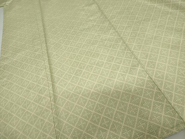 平和屋着物▽上質な紬　単衣　菱文　正絹　逸品　AABI7314cs