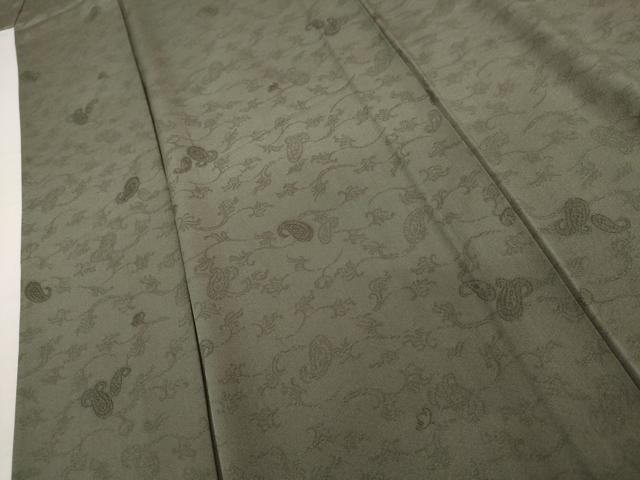 平和屋着物▽上質な色無地　単衣　花唐草地紋　青純色　正絹　逸品　AABI7316cs
