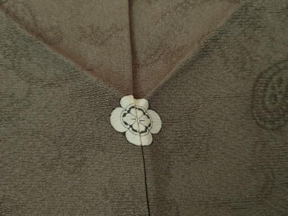 平和屋着物▽上質な色無地　単衣　花唐草地紋　青純色　正絹　逸品　AABI7316cs