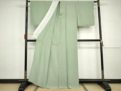 平和屋着物▽上質な色無地　単衣　薄青色　正絹　逸品　AABI7320cs