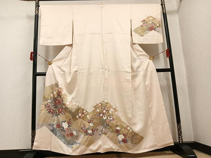 平和屋着物●訪問着　草花文　正絹　逸品　AABI7322ph
