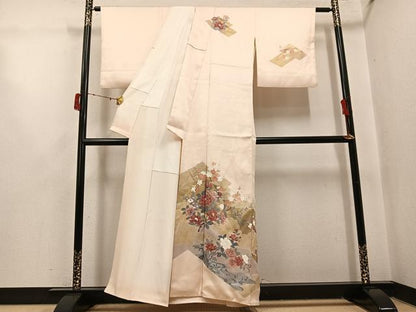 平和屋着物●訪問着　草花文　正絹　逸品　AABI7322ph