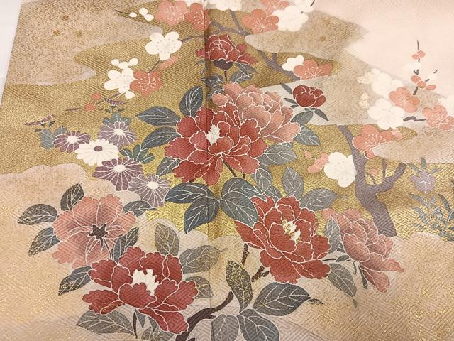 平和屋着物●訪問着　草花文　正絹　逸品　AABI7322ph