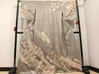 平和屋着物●訪問着　絞り　舞花文　金彩　正絹　逸品　AABI7323ph