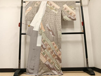 平和屋着物●訪問着　絞り　舞花文　金彩　正絹　逸品　AABI7323ph