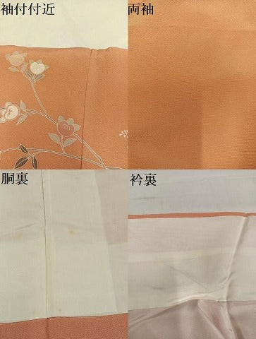 平和屋着物●訪問着　駒刺繍　扇面花文　金銀彩　正絹　逸品　AABI7325ph