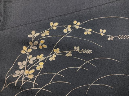 平和屋着物●訪問着　駒刺繍　草花文　暈し染め　金銀彩　正絹　逸品　AABI7328ph
