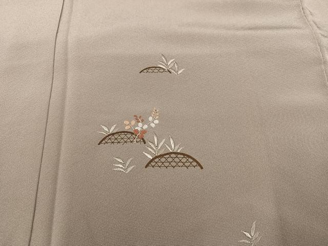 平和屋着物●訪問着　刺繍　籬草花文　正絹　逸品　AABI7330ph
