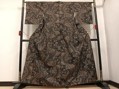 平和屋着物●本場大島紬　カタス9マルキ　吉祥花文　正絹　逸品　AABI7331ph