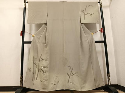 平和屋着物●訪問着　手描き　鳥　笹　暈し染め　高島屋扱い　正絹　逸品　AABI7336ph
