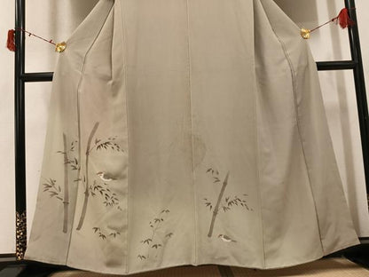 平和屋着物●訪問着　手描き　鳥　笹　暈し染め　高島屋扱い　正絹　逸品　AABI7336ph