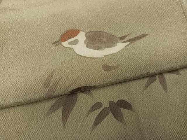平和屋着物●訪問着　手描き　鳥　笹　暈し染め　高島屋扱い　正絹　逸品　AABI7336ph