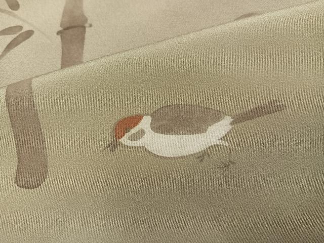 平和屋着物●訪問着　手描き　鳥　笹　暈し染め　高島屋扱い　正絹　逸品　AABI7336ph