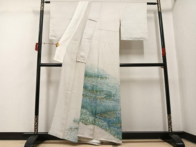 平和屋着物▽豪華色留袖　単衣　草花舟文　正絹　逸品　AABI7337ph