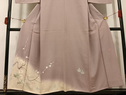 平和屋着物●訪問着　友禅　作家物　流水草花文　暈し染め　正絹　逸品　AABI7340ph