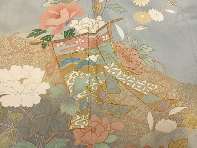 平和屋着物●訪問着　駒刺繍　几帳花文　暈し染め　金彩　正絹　逸品　AABI7343ph