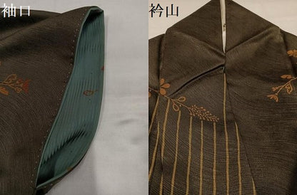 平和屋着物●訪問着　刺繍　草花舞蝶文　暈し染め　正絹　逸品　AABI7344ph