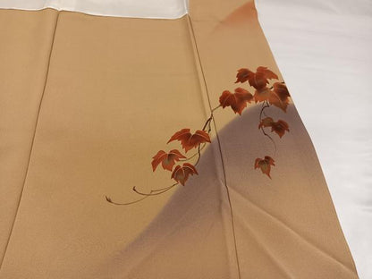 平和屋着物●訪問着　手描き　遠山蔦の葉文　暈し染め　金彩　正絹　逸品　未使用　AABI7345ph