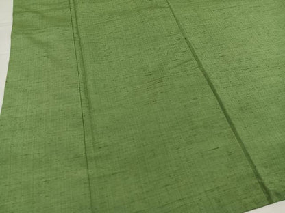 平和屋着物●上質な紬　色無地　山葵色　正絹　逸品　AABI7346ph
