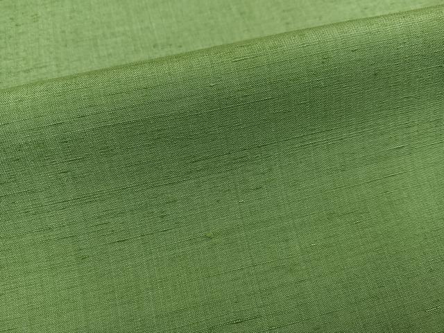 平和屋着物●上質な紬　色無地　山葵色　正絹　逸品　AABI7346ph