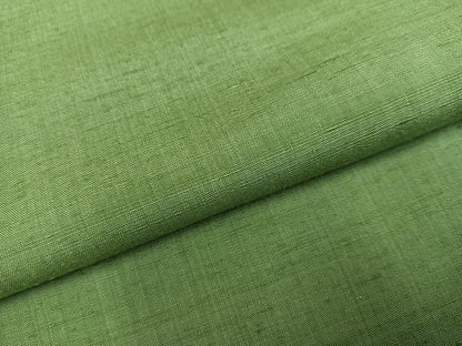平和屋着物●上質な紬　色無地　山葵色　正絹　逸品　AABI7346ph