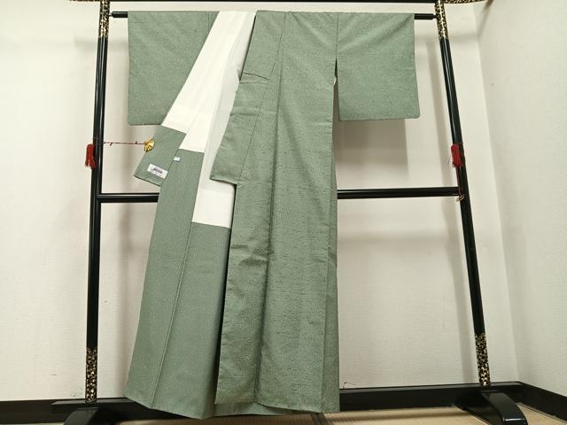 平和屋着物●石川県指定無形文化財　牛首紬　白山工房　手織り　霞文　正絹　逸品　AABI7349ph