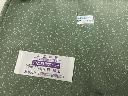 平和屋着物●石川県指定無形文化財　牛首紬　白山工房　手織り　霞文　正絹　逸品　AABI7349ph