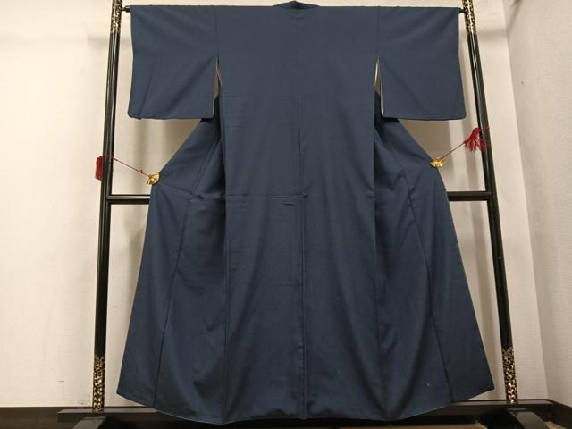 平和屋着物●本塩沢　みじん格子　正絹　逸品　AABI7350ph