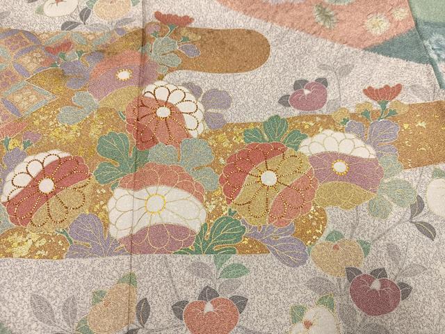 平和屋着物●訪問着　作家物　泰常　駒刺繍　絞り　金彩　金通し地　正絹　逸品　AABI7351ph