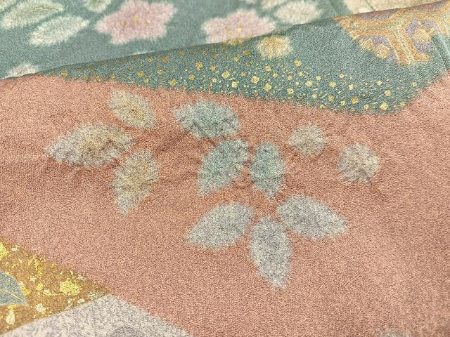 平和屋着物●訪問着　作家物　泰常　駒刺繍　絞り　金彩　金通し地　正絹　逸品　AABI7351ph