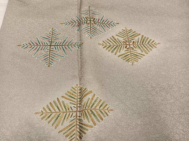平和屋着物●訪問着　友禅　駒刺繍　松菱文　暈し染め　金彩　正絹　逸品　AABI7354ph