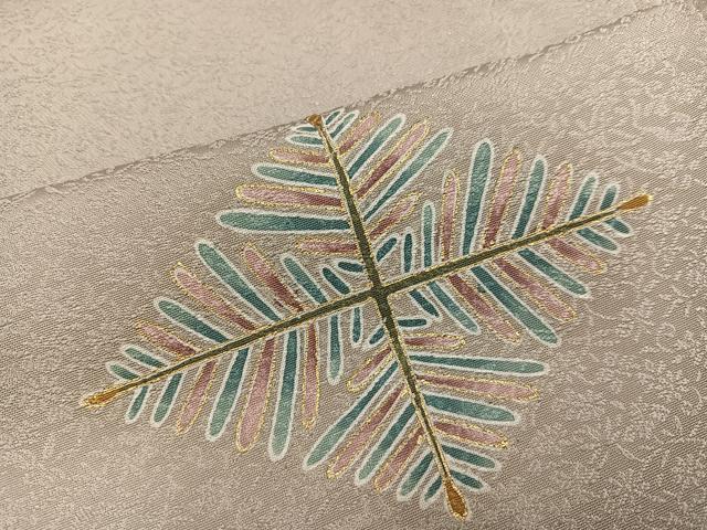 平和屋着物●訪問着　友禅　駒刺繍　松菱文　暈し染め　金彩　正絹　逸品　AABI7354ph