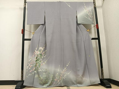 平和屋着物●宝生富美子　訪問着　友禅　梅松文　暈し染め　正絹　逸品　AABI7355ph