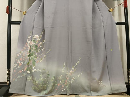 平和屋着物●宝生富美子　訪問着　友禅　梅松文　暈し染め　正絹　逸品　AABI7355ph