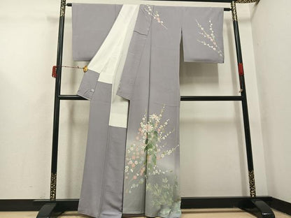 平和屋着物●宝生富美子　訪問着　友禅　梅松文　暈し染め　正絹　逸品　AABI7355ph