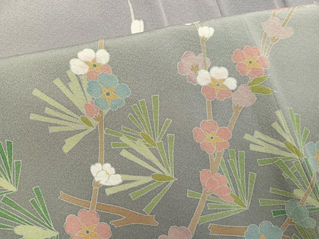 平和屋着物●宝生富美子　訪問着　友禅　梅松文　暈し染め　正絹　逸品　AABI7355ph