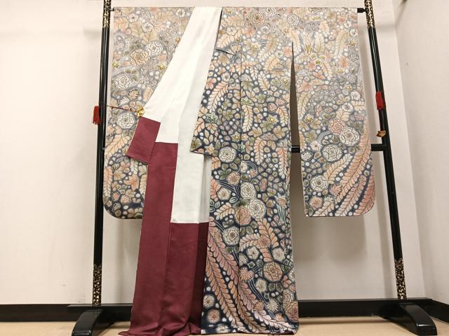 平和屋着物●豪華振袖　辻が花　絞り　銀通し地　ロング丈　正絹　逸品　AABI7356ph