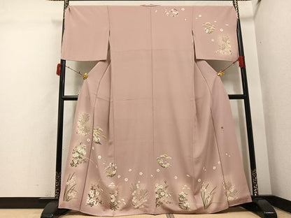 平和屋着物●京加賀友禅　松本健一　訪問着　草花文　暈し染め　正絹　逸品　AABI7358ph