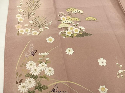 平和屋着物●京加賀友禅　松本健一　訪問着　草花文　暈し染め　正絹　逸品　AABI7358ph