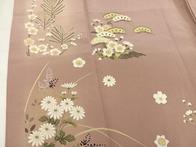 平和屋着物●京加賀友禅　松本健一　訪問着　草花文　暈し染め　正絹　逸品　AABI7358ph