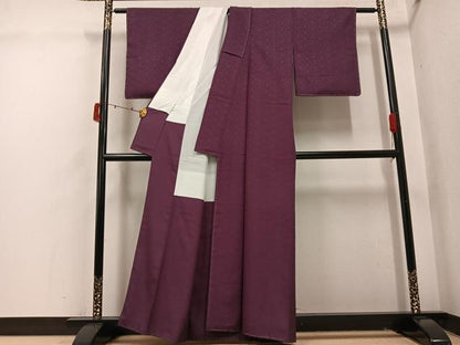 平和屋着物●山田高蔵　工房高蔵　お召　小葵文綾唐衣　色無地　煤竹色　反端付き　正絹　逸品　未使用　AABI7359ph